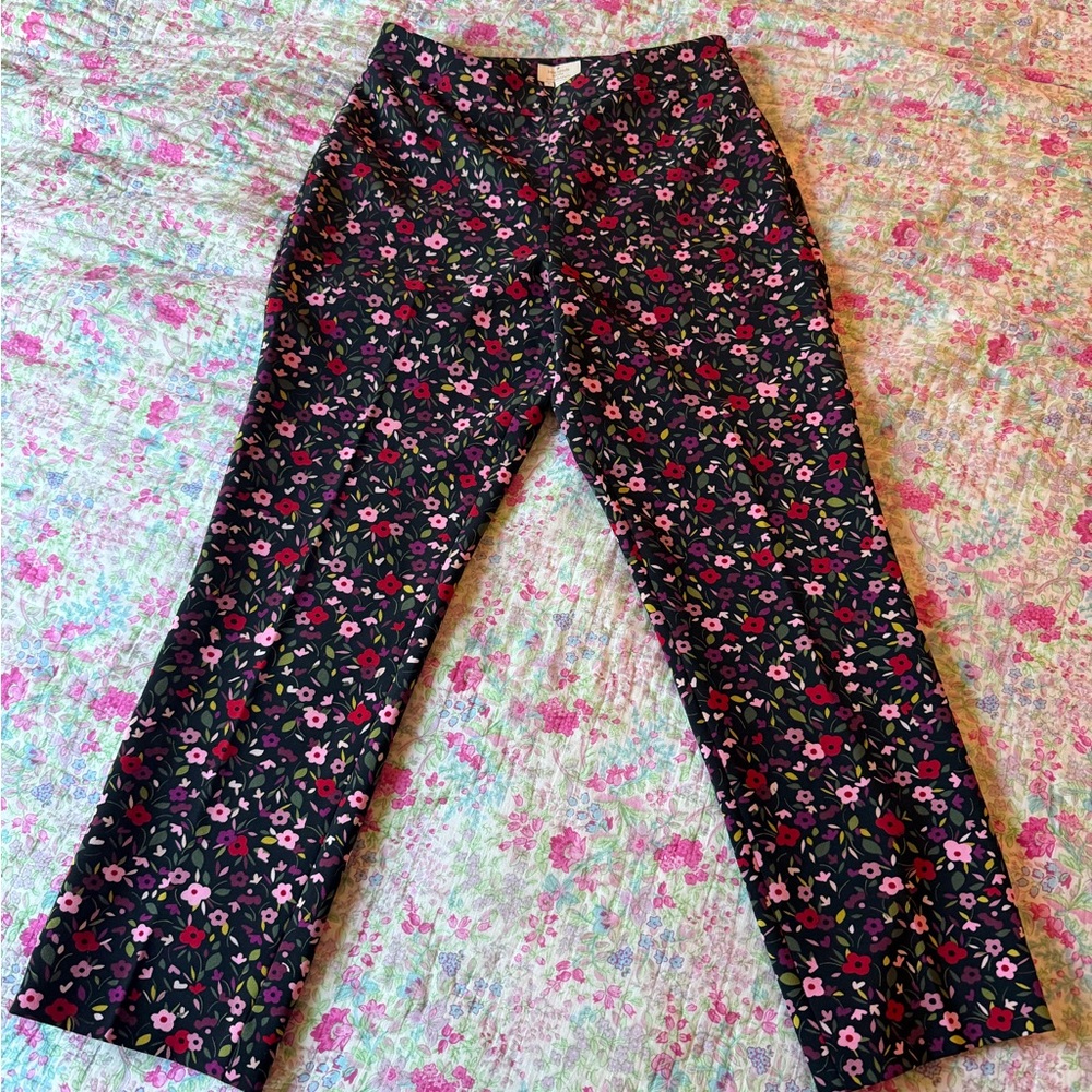 kate spade Black Floral Cropped Pants
